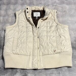 American Eagle Outfitters Cream and Brown Vest